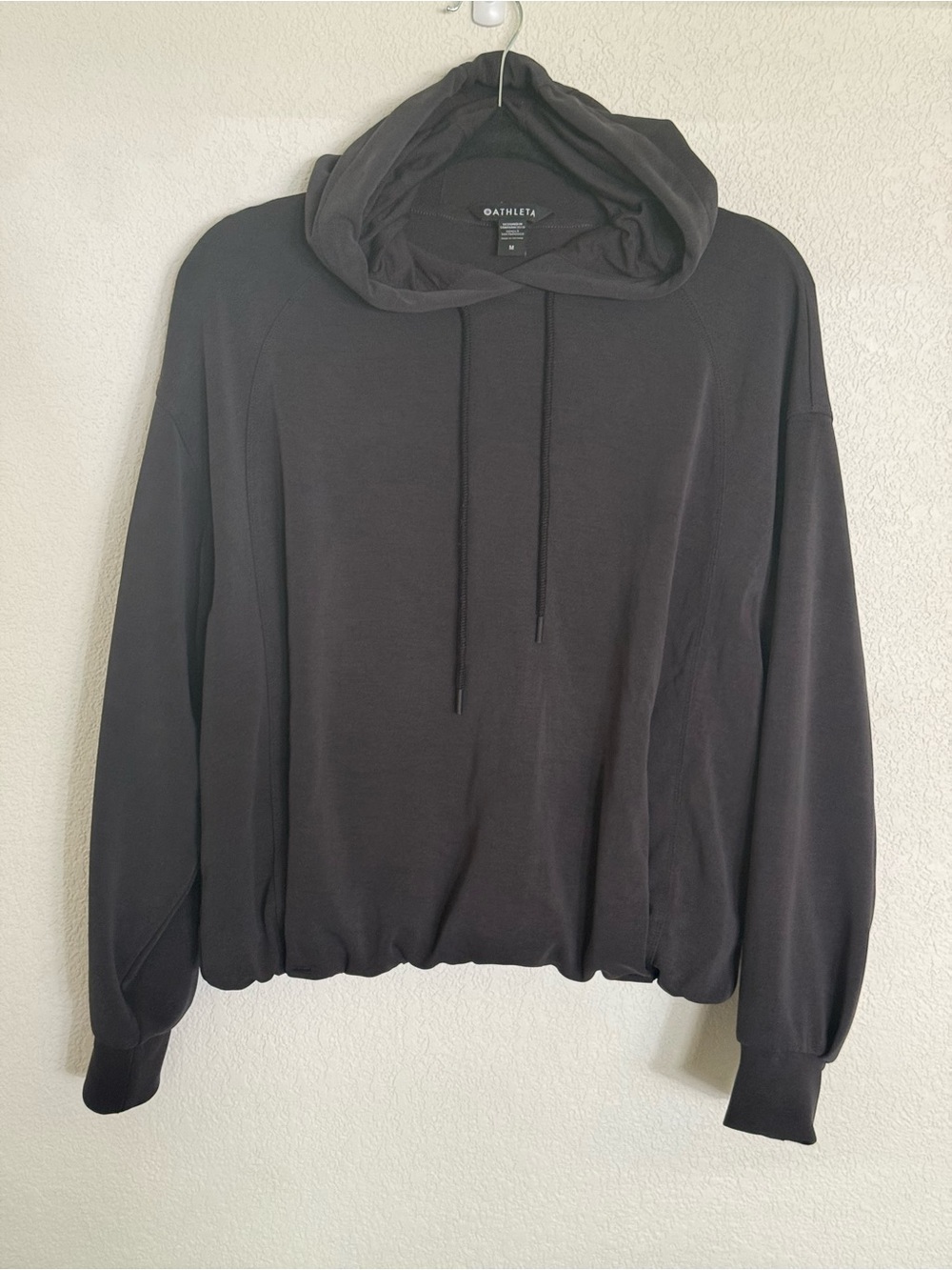 Athleta Black Seasoft Bubble hem Pullover Hoodie